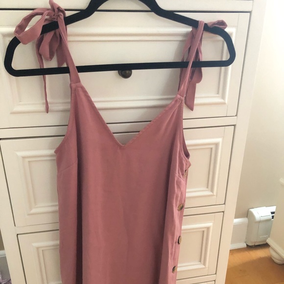 TOPSHOP Dust Pink Side Button Up Dress - Picture 2 of 6